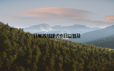 订单养殖模式也日益普及