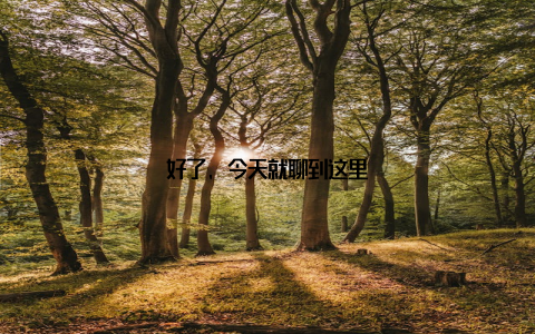 好了, 今天就聊到这里